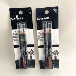 Covergirl Easy Breezu Brow Fill Define Pencils with Sharpener 500 Black 2 pc lot
